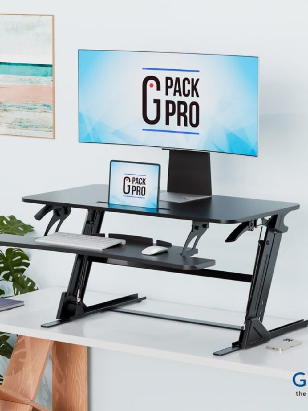 38″ Wide Standing Desk Converter – Sit-to-Stand Workstation for Dual Monitors, H - Picture 2 of 8